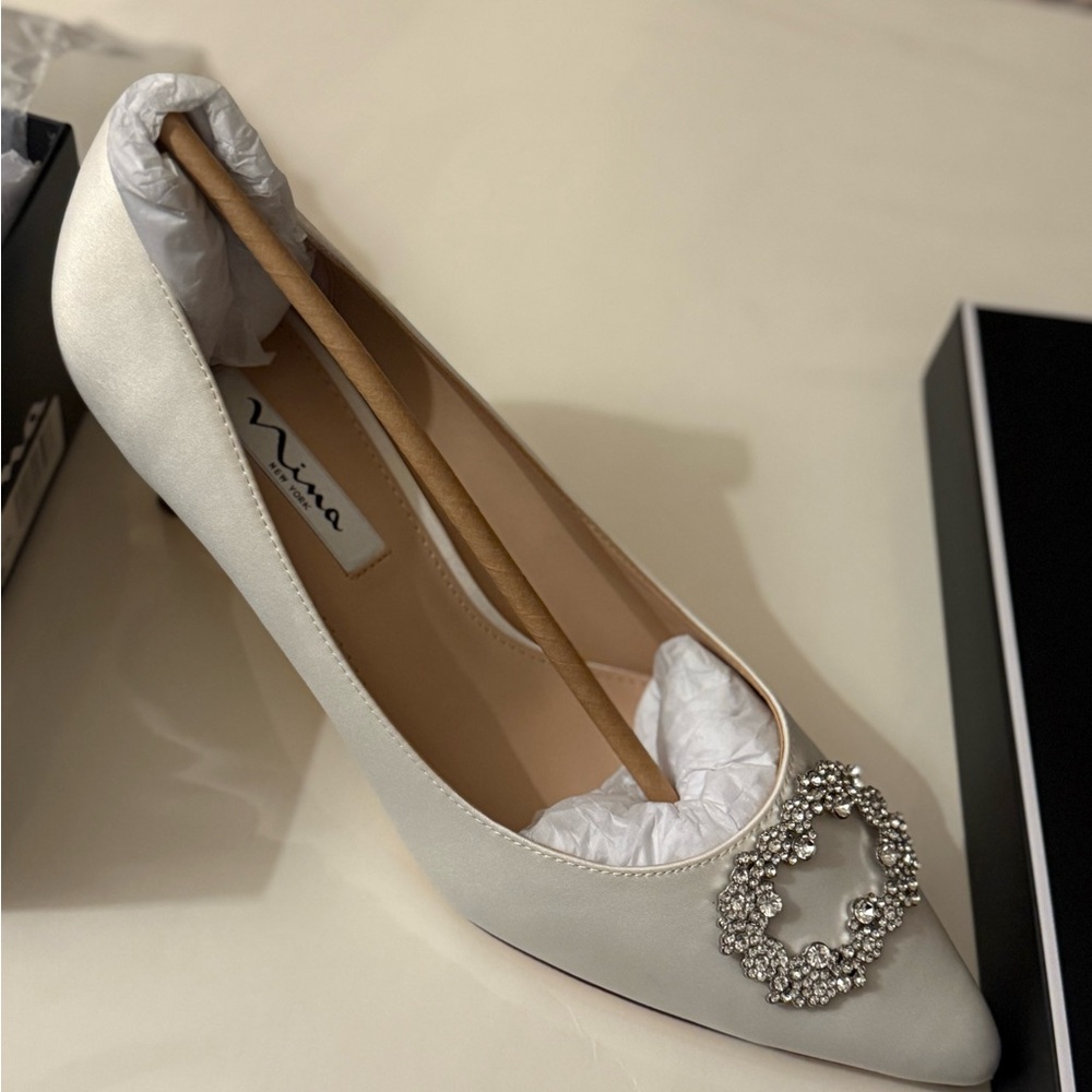 Nina Ivory Embellished Flats
